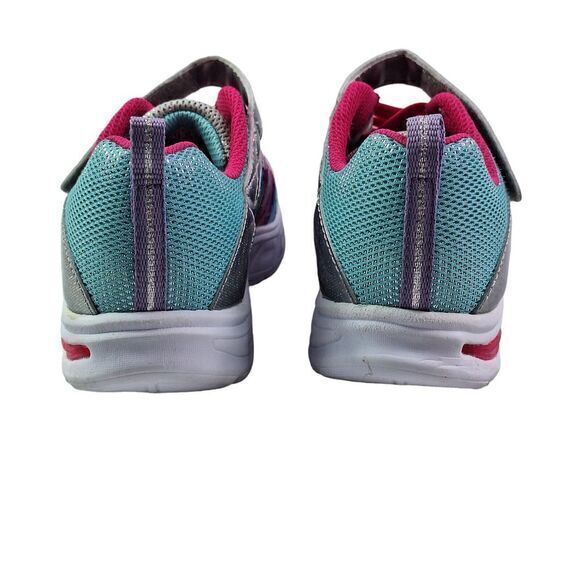 Skechers Girls Fashion Sneaker Lights Size 1 ‎ (20cm) Pink Silver Lace up New - Picture 4 of 16